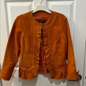 Prosper & Deme  Orange Ruffle leatherJacket size small